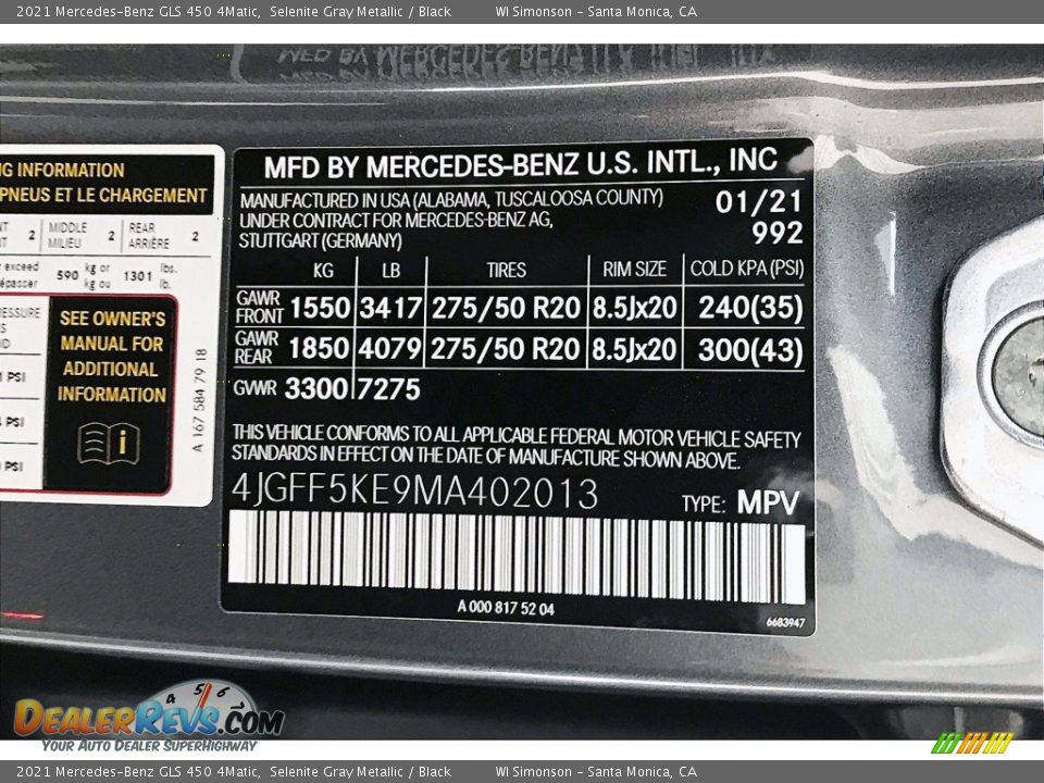 2021 Mercedes-Benz GLS 450 4Matic Selenite Gray Metallic / Black Photo #10