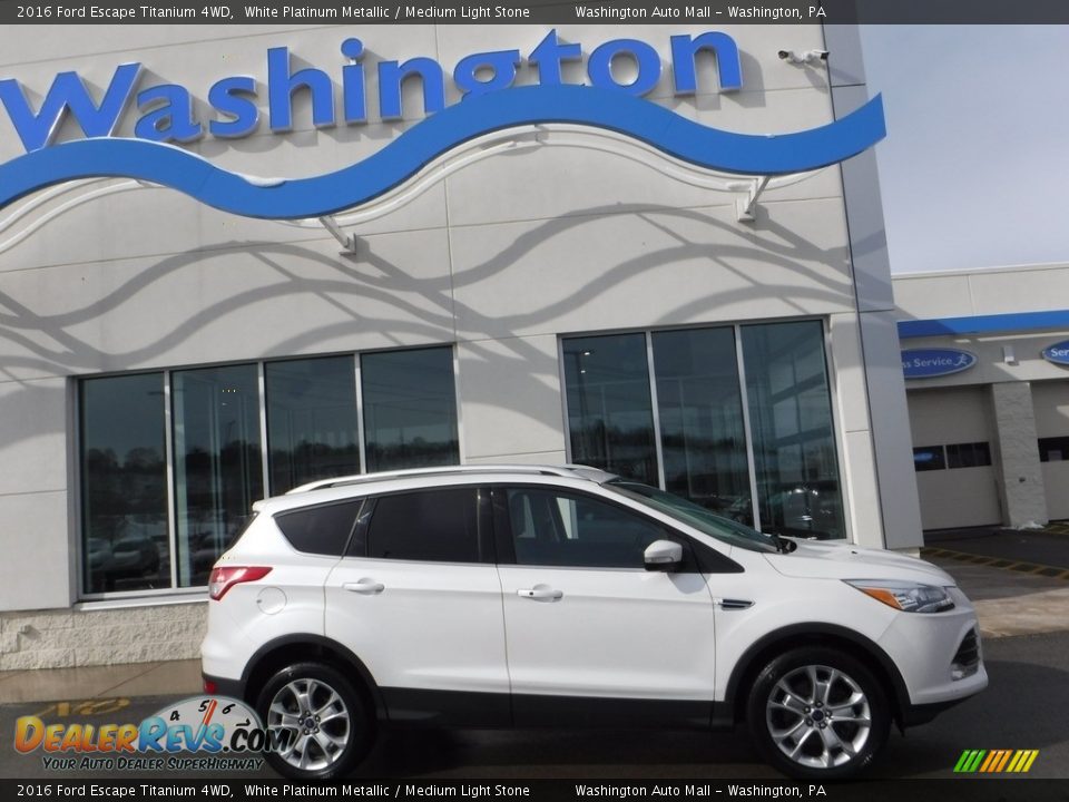 2016 Ford Escape Titanium 4WD White Platinum Metallic / Medium Light Stone Photo #2