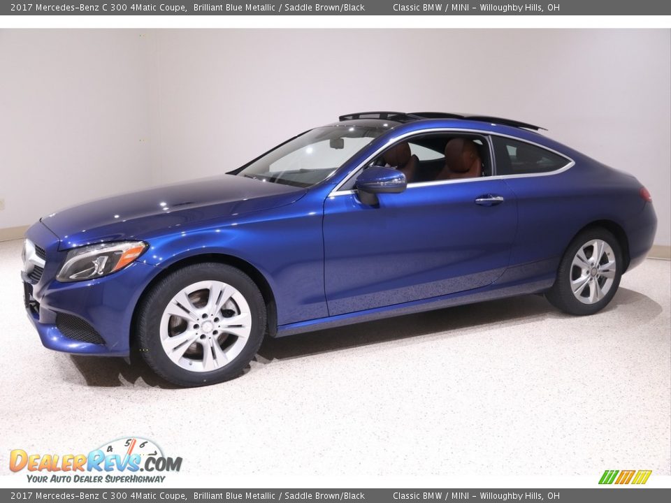 2017 Mercedes-Benz C 300 4Matic Coupe Brilliant Blue Metallic / Saddle Brown/Black Photo #3