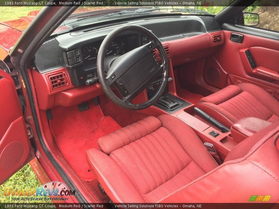 1991 Ford Mustang GT Coupe Medium Red / Scarlet Red Photo #2