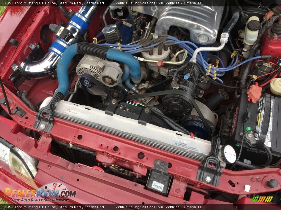 1991 Ford Mustang GT Coupe Medium Red / Scarlet Red Photo #4