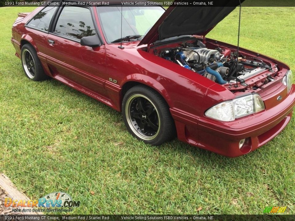 1991 Ford Mustang GT Coupe Medium Red / Scarlet Red Photo #6