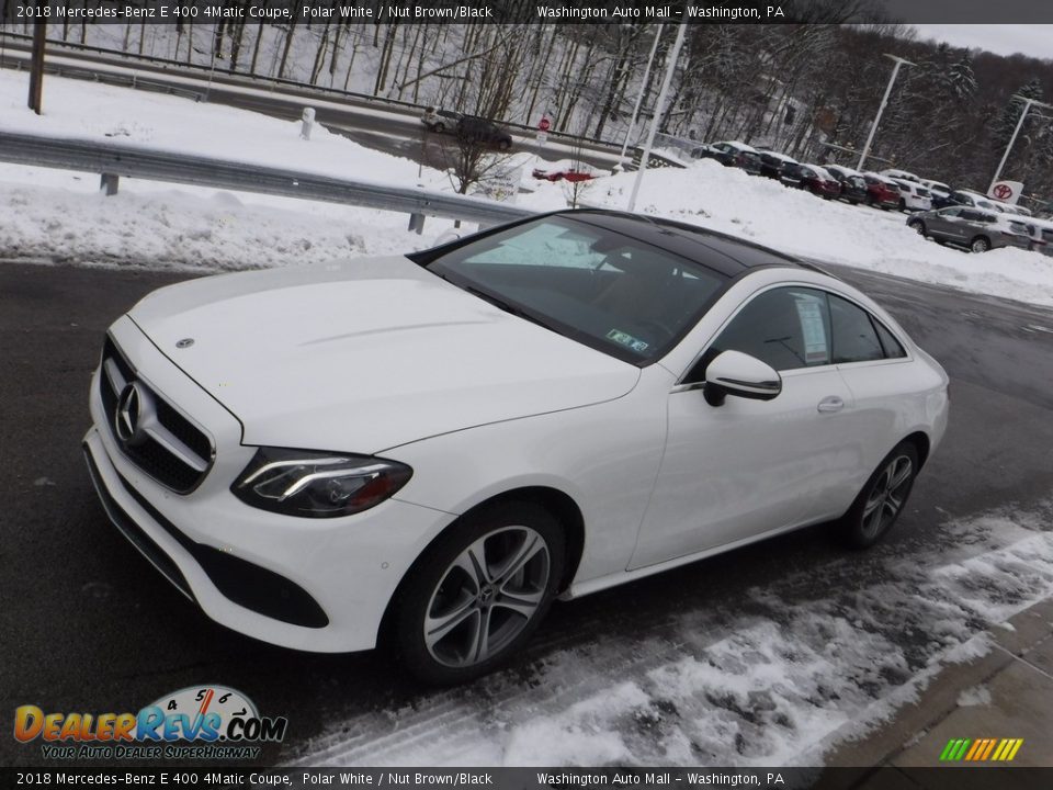 2018 Mercedes-Benz E 400 4Matic Coupe Polar White / Nut Brown/Black Photo #10