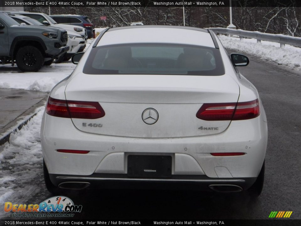 2018 Mercedes-Benz E 400 4Matic Coupe Polar White / Nut Brown/Black Photo #13