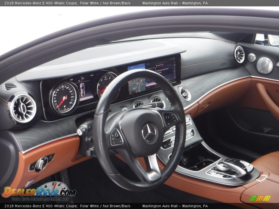 2018 Mercedes-Benz E 400 4Matic Coupe Polar White / Nut Brown/Black Photo #14