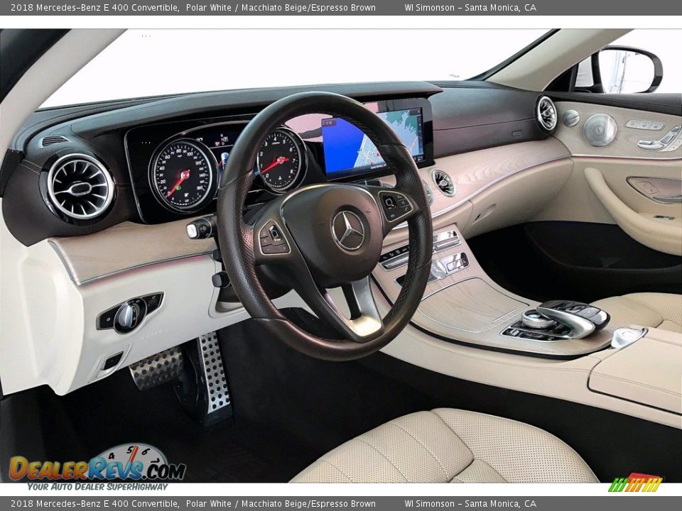 2018 Mercedes-Benz E 400 Convertible Polar White / Macchiato Beige/Espresso Brown Photo #14