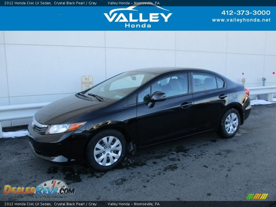 2012 Honda Civic LX Sedan Crystal Black Pearl / Gray Photo #1