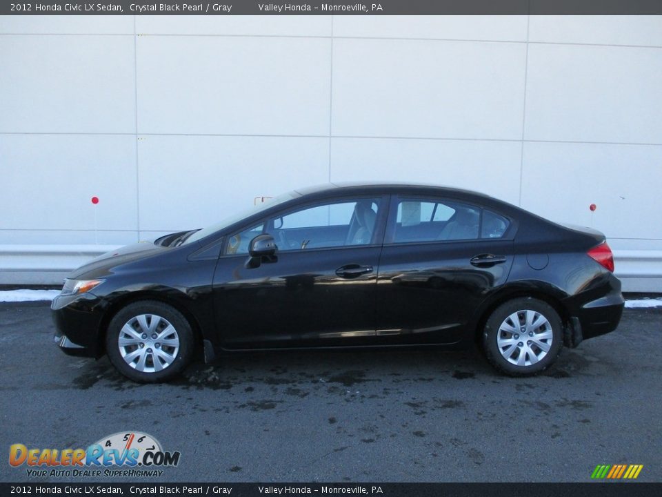 2012 Honda Civic LX Sedan Crystal Black Pearl / Gray Photo #2