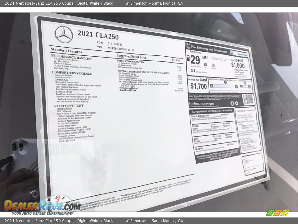 2021 Mercedes-Benz CLA 250 Coupe Digital White / Black Photo #11