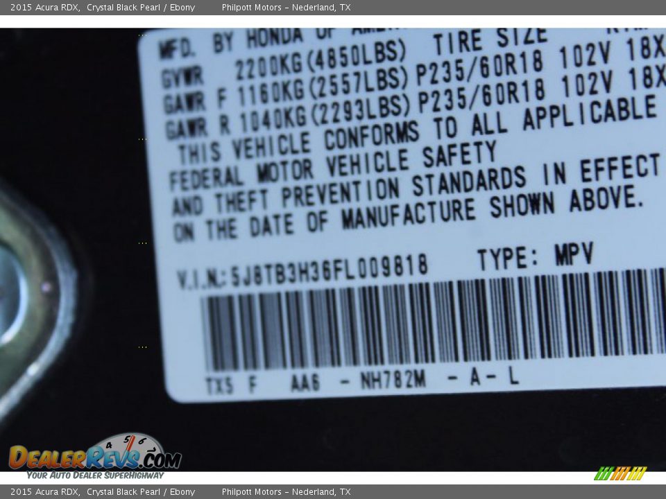 2015 Acura RDX Crystal Black Pearl / Ebony Photo #29
