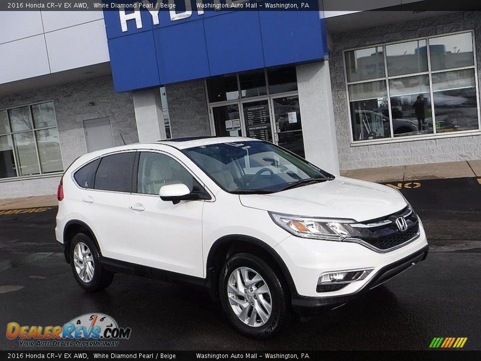 2016 Honda CR-V EX AWD White Diamond Pearl / Beige Photo #1