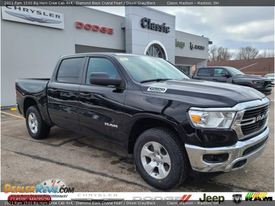 2021 Ram 1500 Big Horn Crew Cab 4x4 Diamond Black Crystal Pearl / Diesel Gray/Black Photo #1