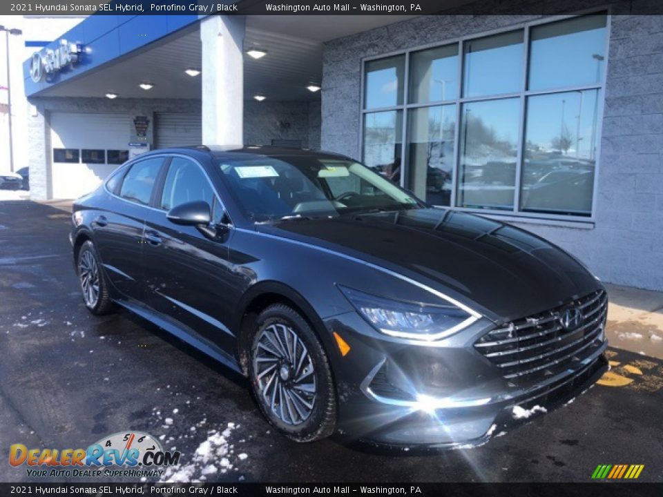 2021 Hyundai Sonata SEL Hybrid Portofino Gray / Black Photo #1