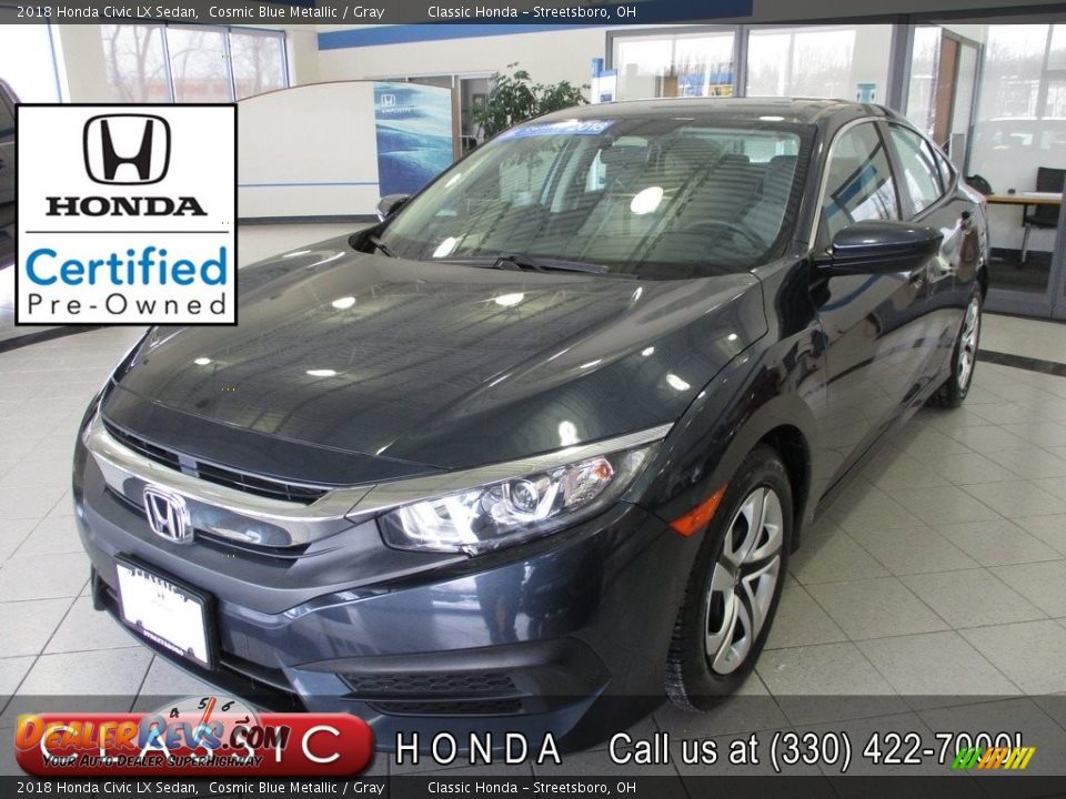 2018 Honda Civic LX Sedan Cosmic Blue Metallic / Gray Photo #1