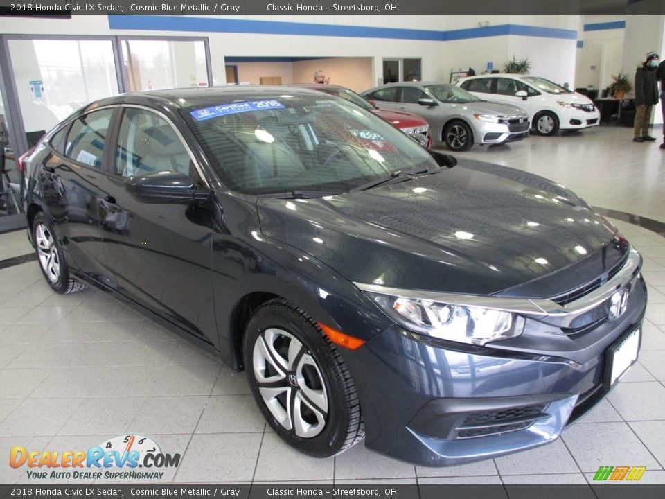 2018 Honda Civic LX Sedan Cosmic Blue Metallic / Gray Photo #3