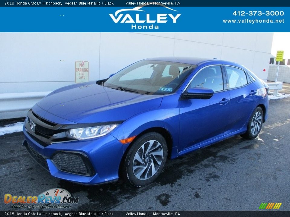 2018 Honda Civic LX Hatchback Aegean Blue Metallic / Black Photo #1