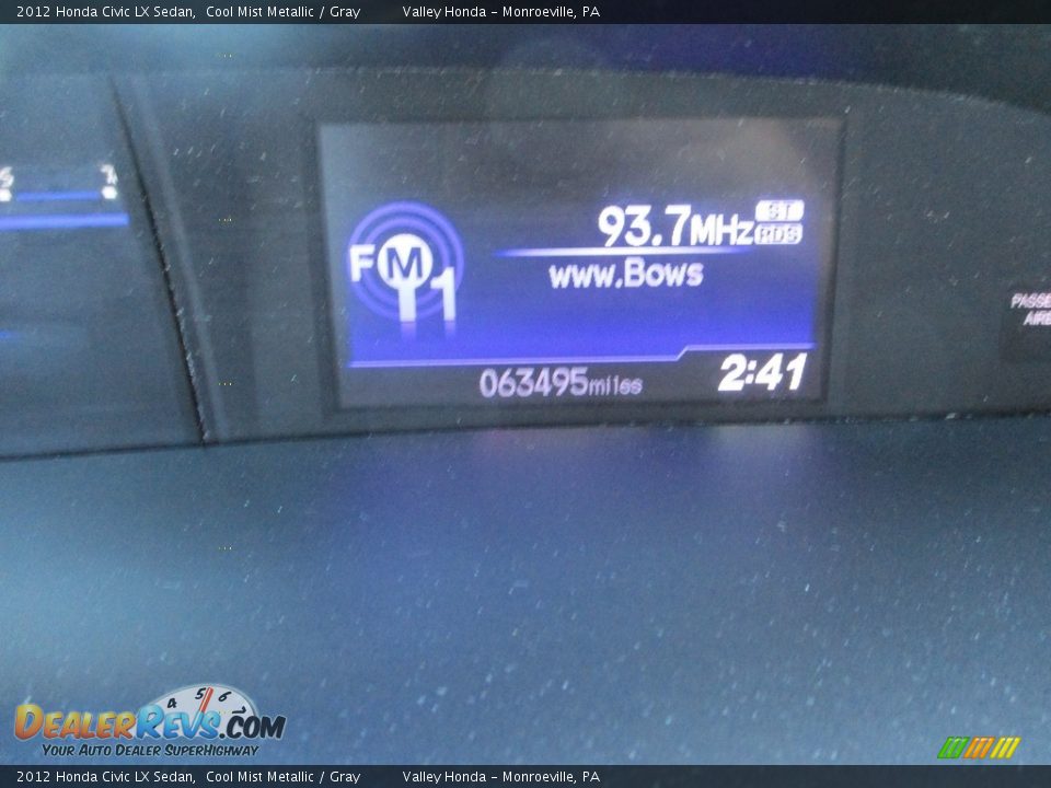 2012 Honda Civic LX Sedan Cool Mist Metallic / Gray Photo #20