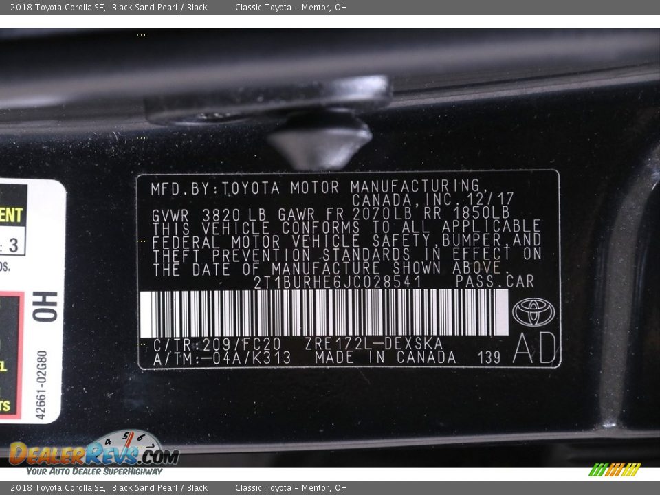 2018 Toyota Corolla SE Black Sand Pearl / Black Photo #19