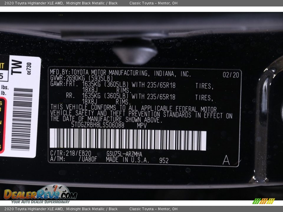 2020 Toyota Highlander XLE AWD Midnight Black Metallic / Black Photo #23