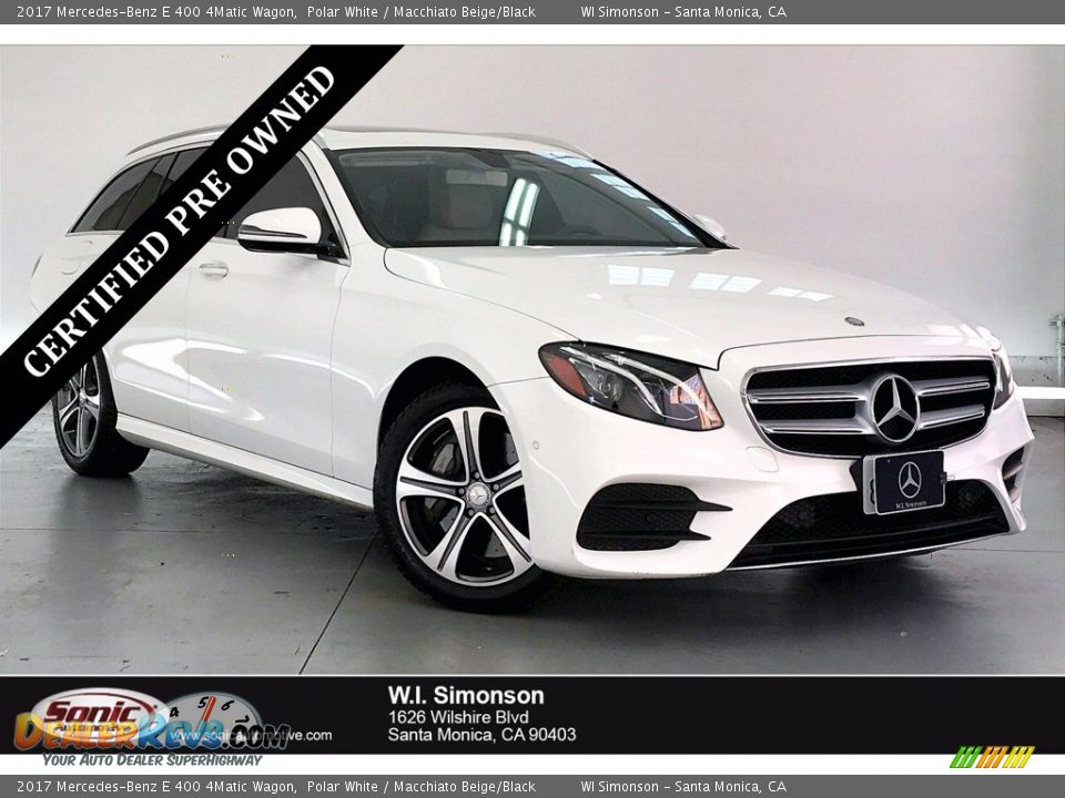 2017 Mercedes-Benz E 400 4Matic Wagon Polar White / Macchiato Beige/Black Photo #1