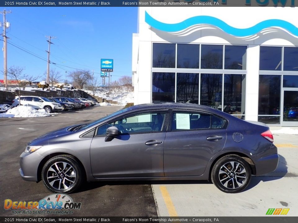 2015 Honda Civic EX Sedan Modern Steel Metallic / Black Photo #2