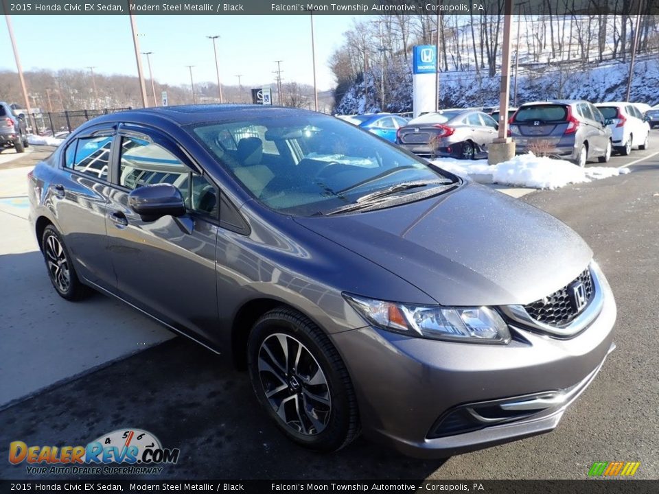 2015 Honda Civic EX Sedan Modern Steel Metallic / Black Photo #8