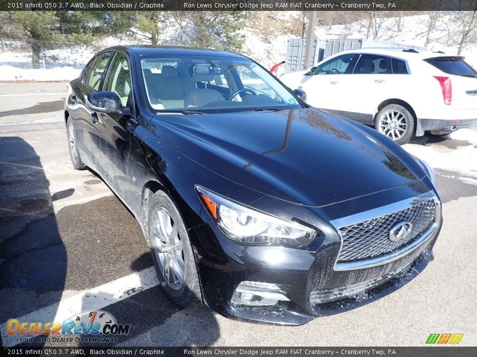 2015 Infiniti Q50 3.7 AWD Black Obsidian / Graphite Photo #2