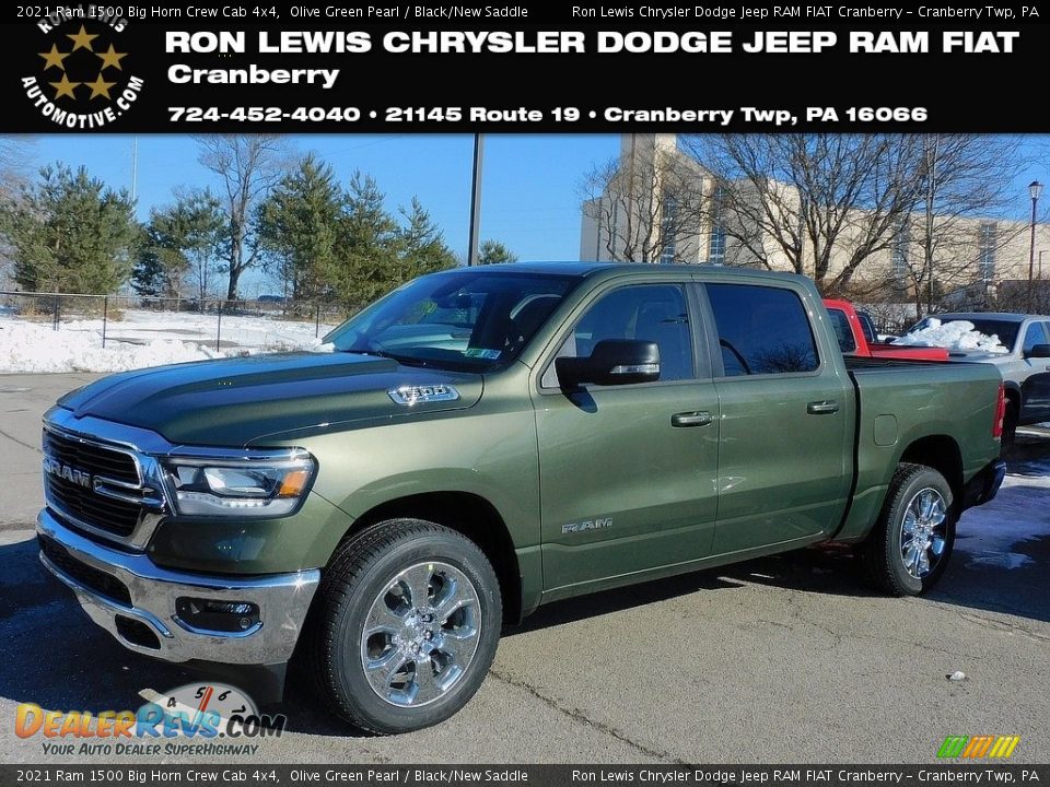 2021 Ram 1500 Big Horn Crew Cab 4x4 Olive Green Pearl / Black/New Saddle Photo #1