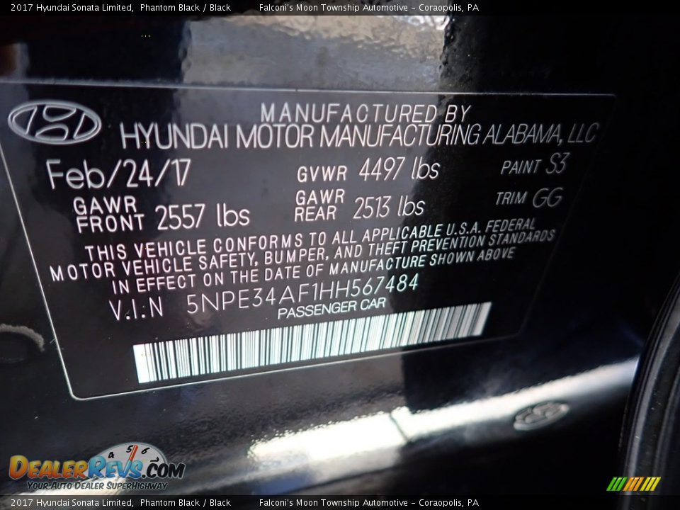 2017 Hyundai Sonata Limited Phantom Black / Black Photo #23
