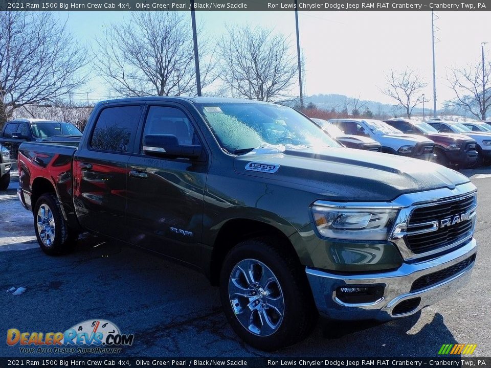 2021 Ram 1500 Big Horn Crew Cab 4x4 Olive Green Pearl / Black/New Saddle Photo #3