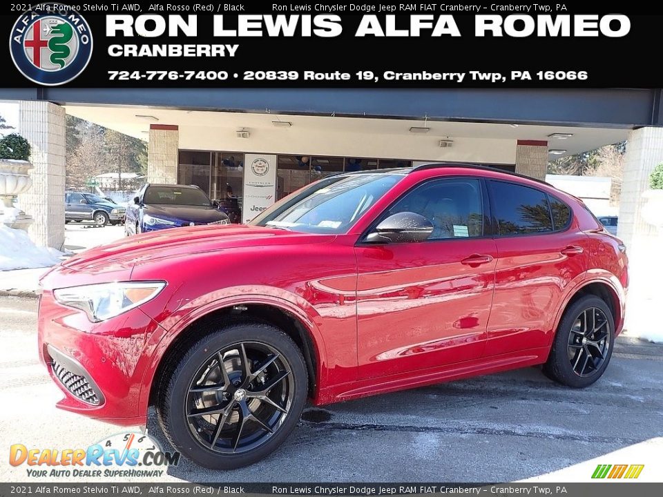 2021 Alfa Romeo Stelvio Ti AWD Alfa Rosso (Red) / Black Photo #1