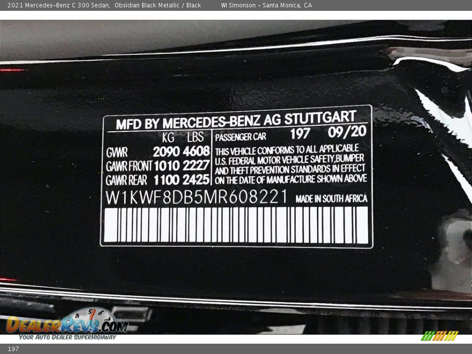 Mercedes-Benz Color Code 197 Obsidian Black Metallic