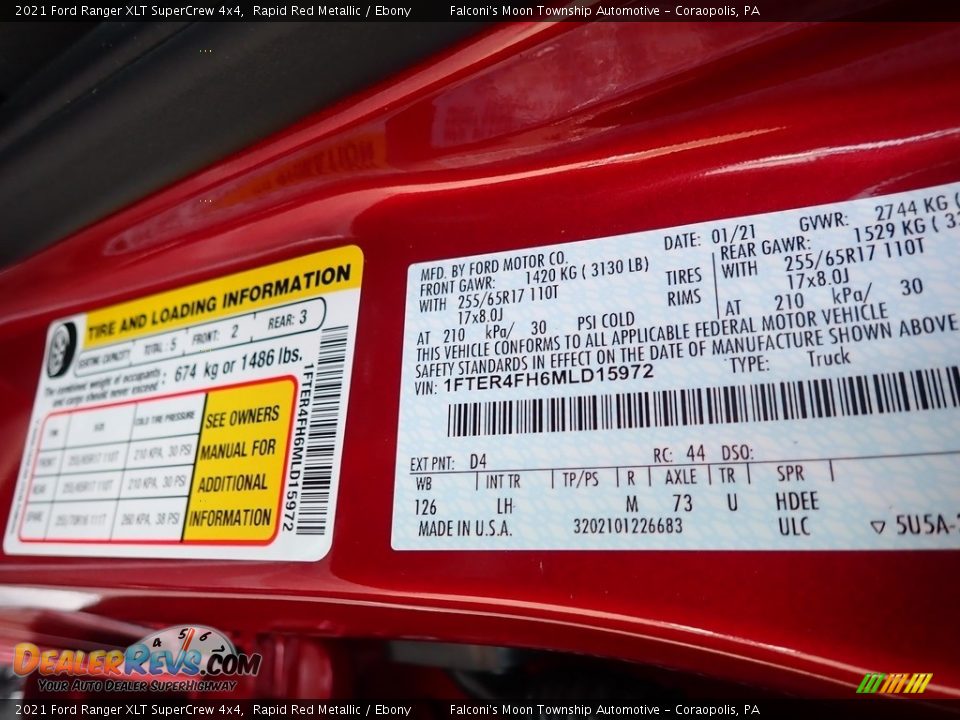 2021 Ford Ranger XLT SuperCrew 4x4 Rapid Red Metallic / Ebony Photo #12