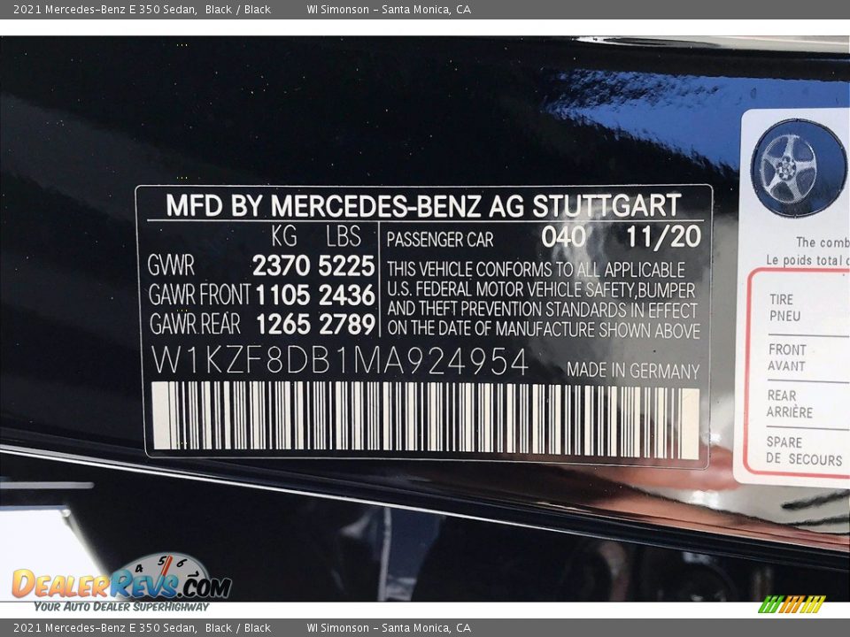 2021 Mercedes-Benz E 350 Sedan Black / Black Photo #10