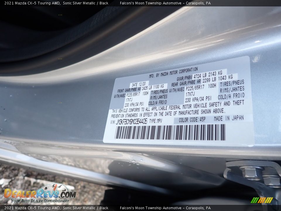 2021 Mazda CX-5 Touring AWD Sonic Silver Metallic / Black Photo #10