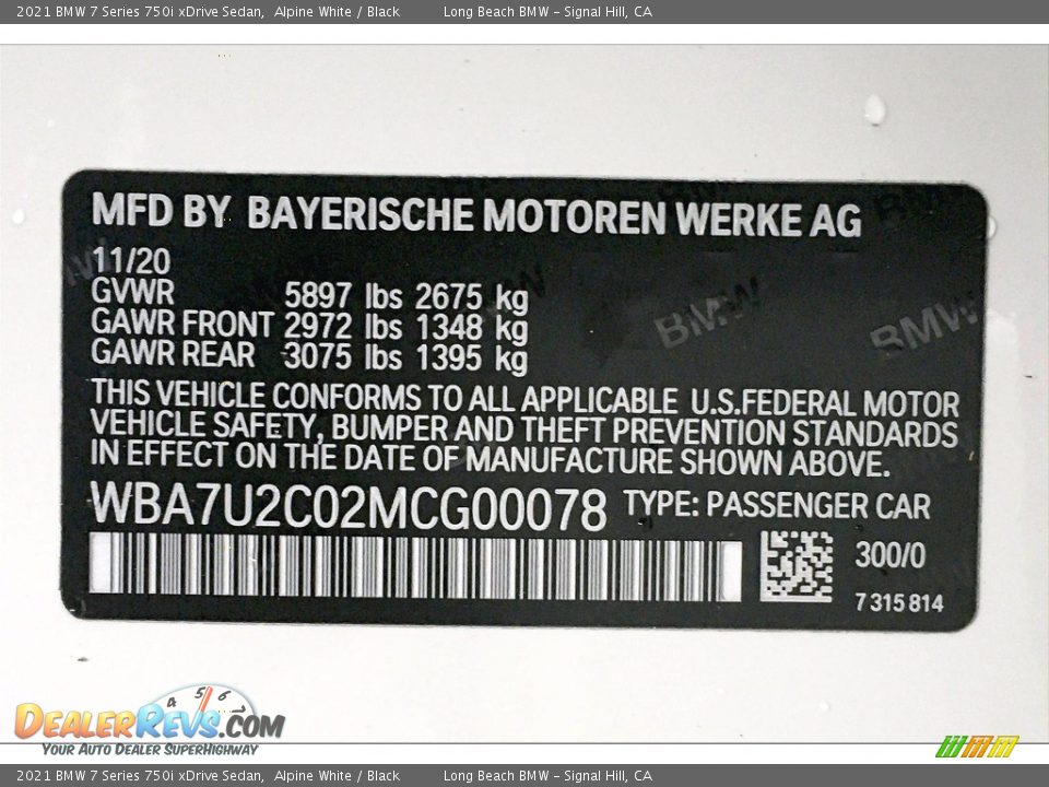 2021 BMW 7 Series 750i xDrive Sedan Alpine White / Black Photo #18