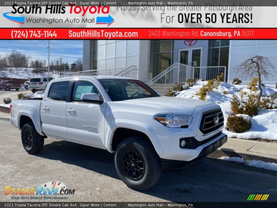 2021 Toyota Tacoma SR5 Double Cab 4x4 Super White / Cement Photo #1