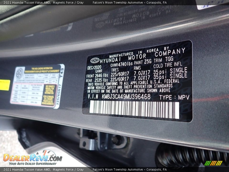 2021 Hyundai Tucson Value AWD Magnetic Force / Gray Photo #12
