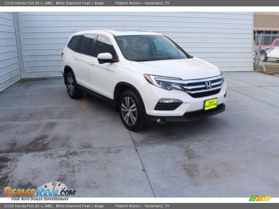 2018 Honda Pilot EX-L AWD White Diamond Pearl / Beige Photo #2