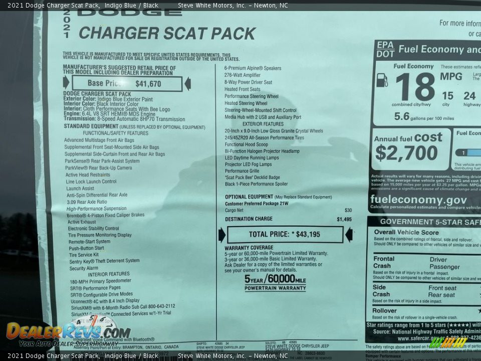 2021 Dodge Charger Scat Pack Indigo Blue / Black Photo #27
