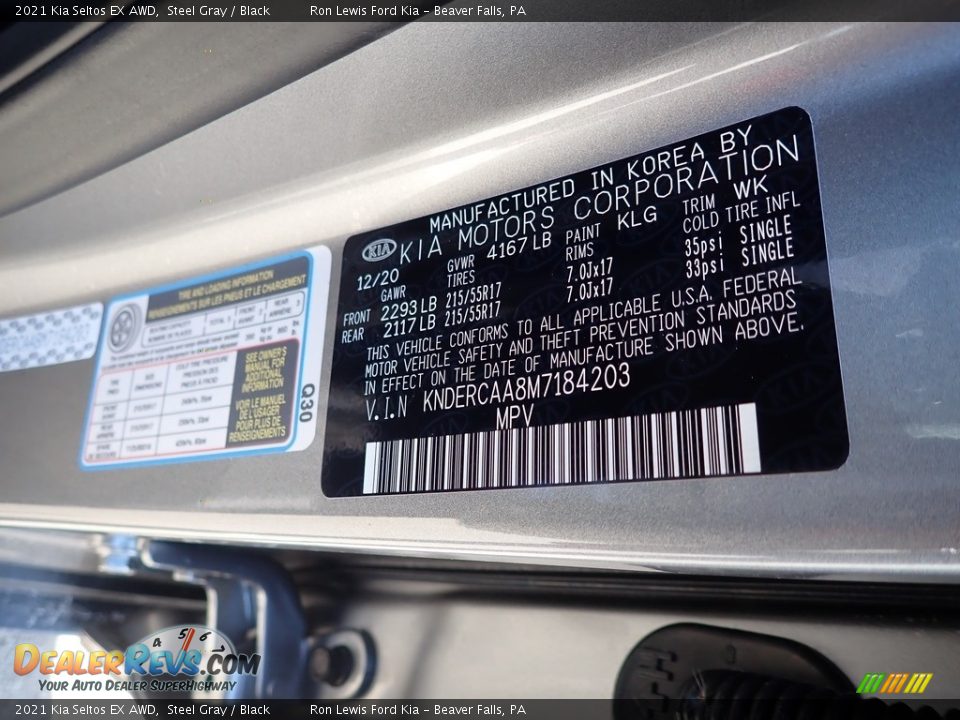 2021 Kia Seltos EX AWD Steel Gray / Black Photo #16