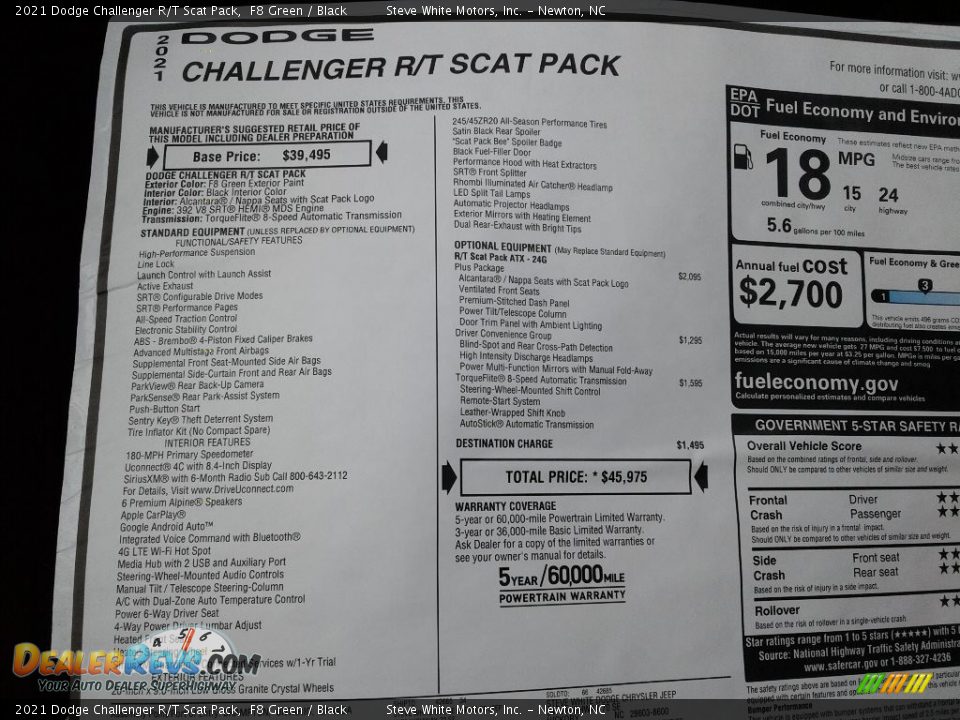 2021 Dodge Challenger R/T Scat Pack F8 Green / Black Photo #26