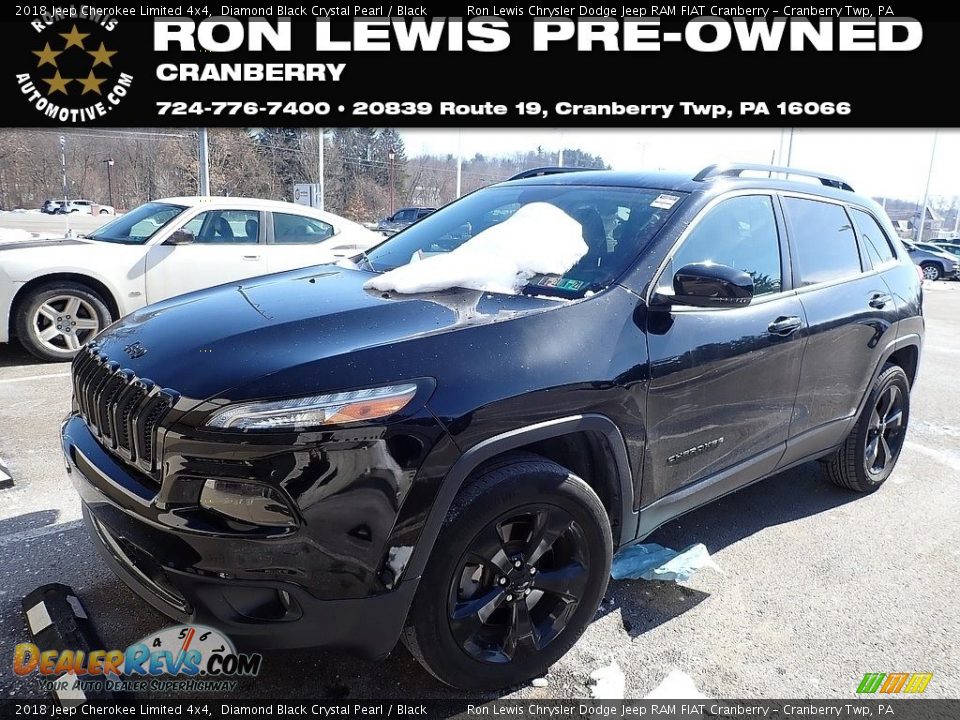 2018 Jeep Cherokee Limited 4x4 Diamond Black Crystal Pearl / Black Photo #1