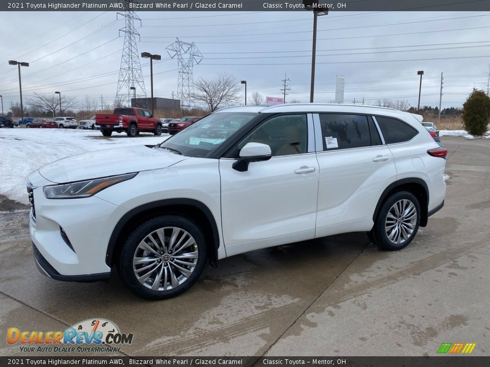 2021 Toyota Highlander Platinum AWD Blizzard White Pearl / Glazed Caramel Photo #1