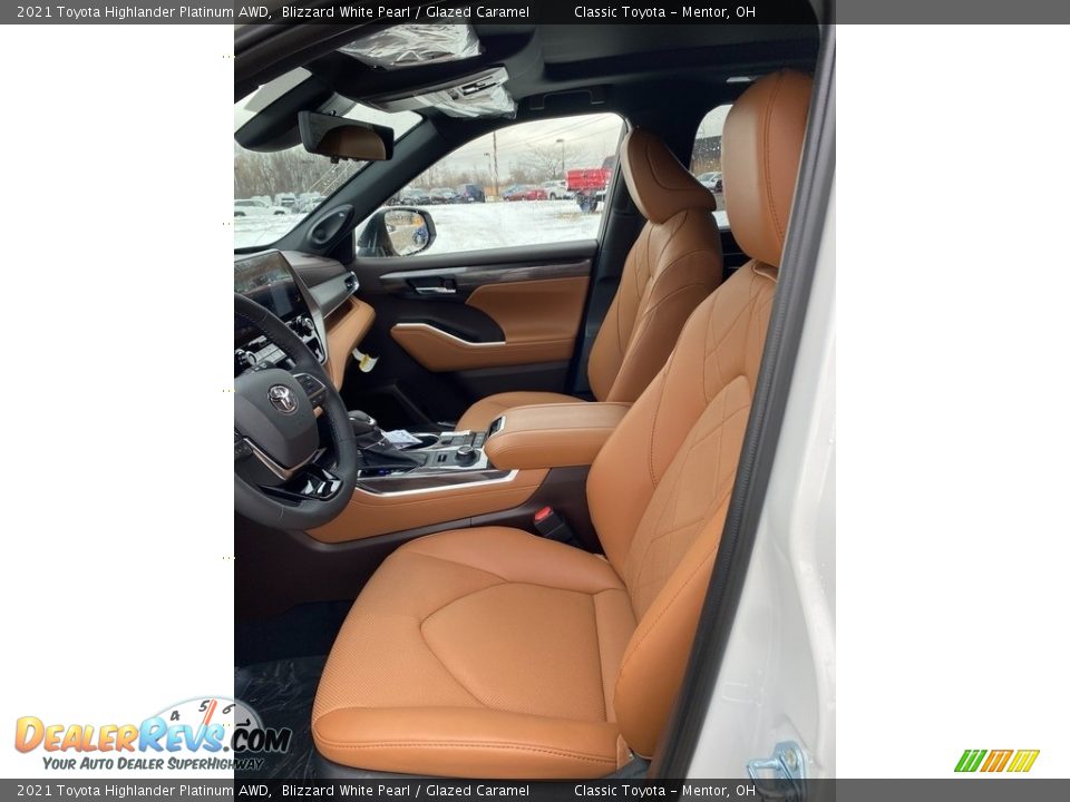 2021 Toyota Highlander Platinum AWD Blizzard White Pearl / Glazed Caramel Photo #2