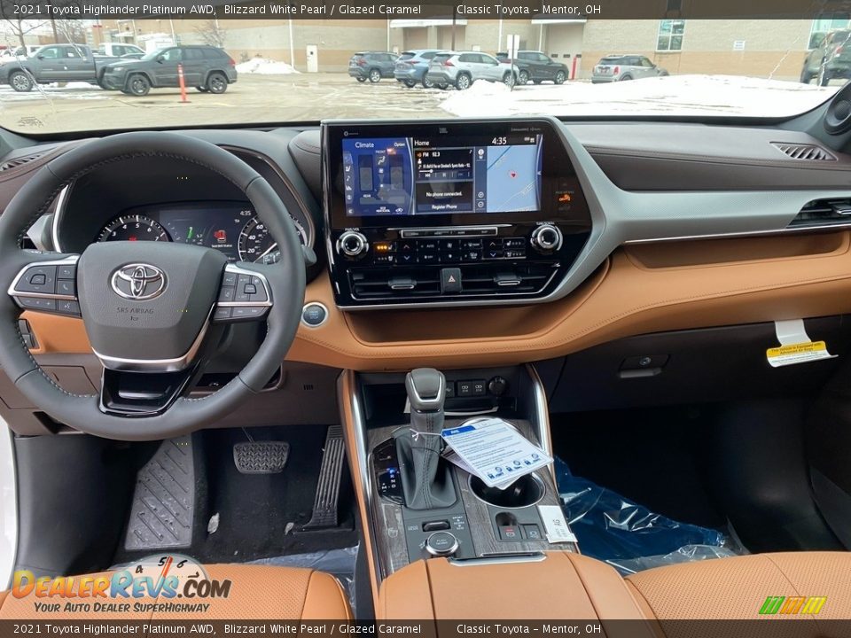 2021 Toyota Highlander Platinum AWD Blizzard White Pearl / Glazed Caramel Photo #4