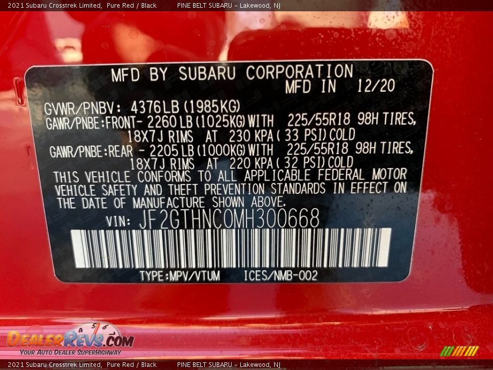 2021 Subaru Crosstrek Limited Pure Red / Black Photo #14