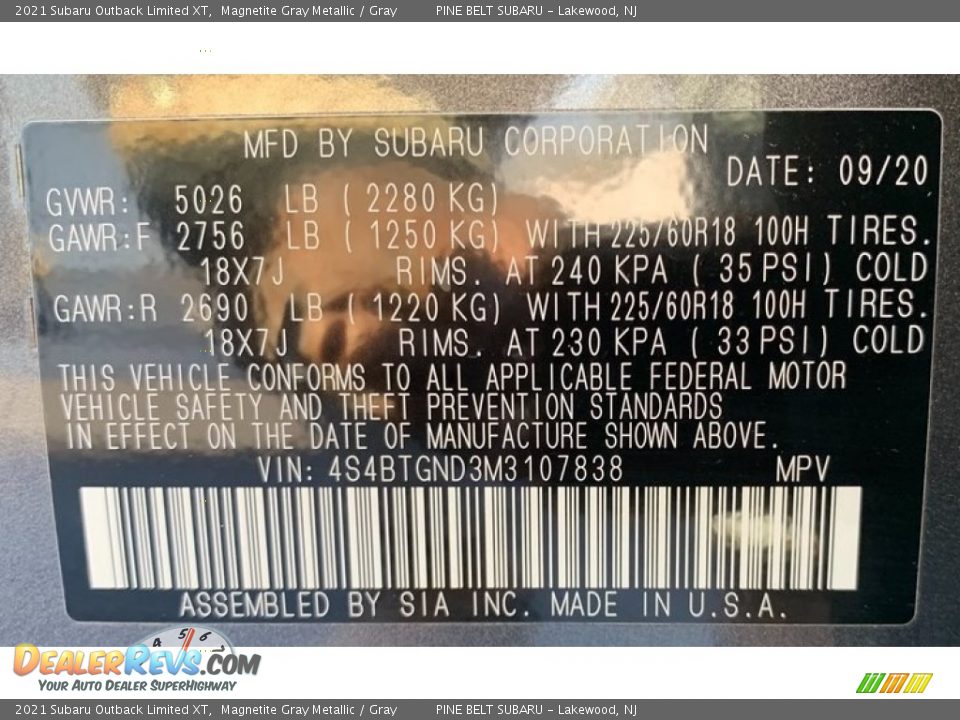 2021 Subaru Outback Limited XT Magnetite Gray Metallic / Gray Photo #14