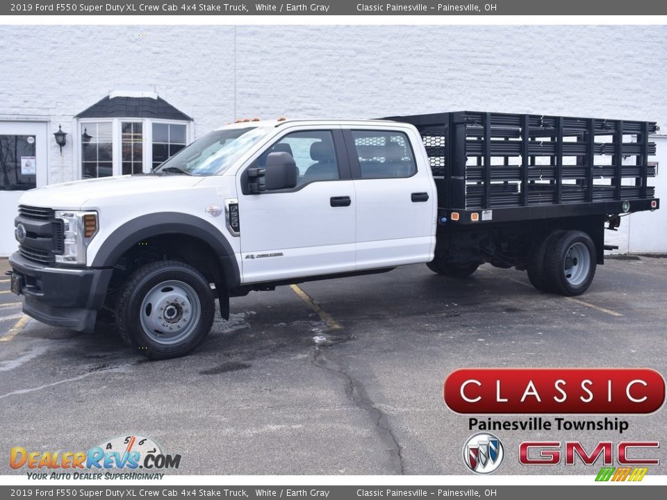 2019 Ford F550 Super Duty XL Crew Cab 4x4 Stake Truck White / Earth Gray Photo #1