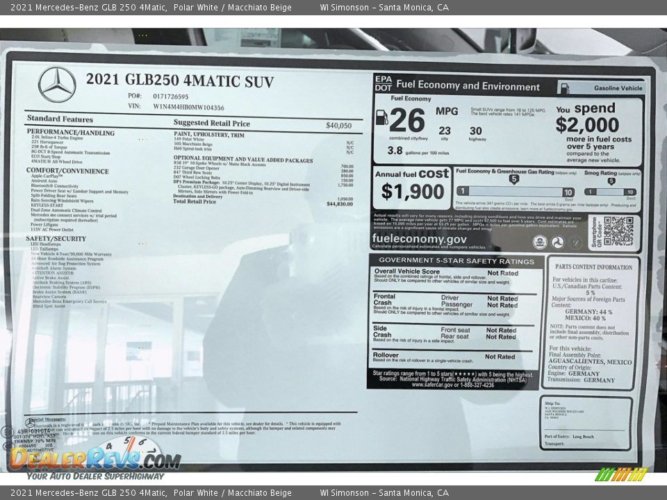 2021 Mercedes-Benz GLB 250 4Matic Polar White / Macchiato Beige Photo #11